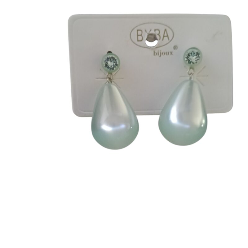 Byba Bijoux orecchino a perno con strass e goccia madreperlata verde acqua