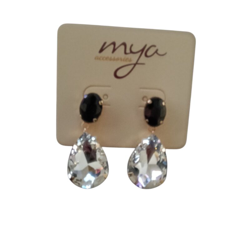 Mya Accessories Orecchini A Goccia Pendenti Nero/Cristallo