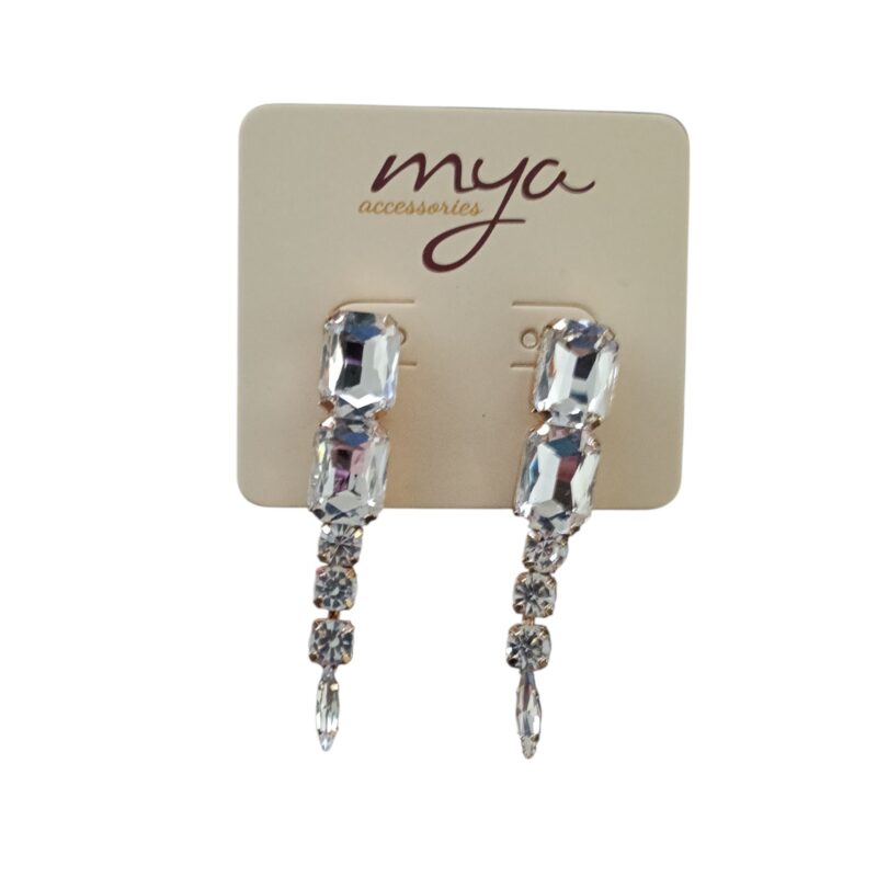 Mya Accessories Orecchini Pendenti con pietre in vetro color Cristallo