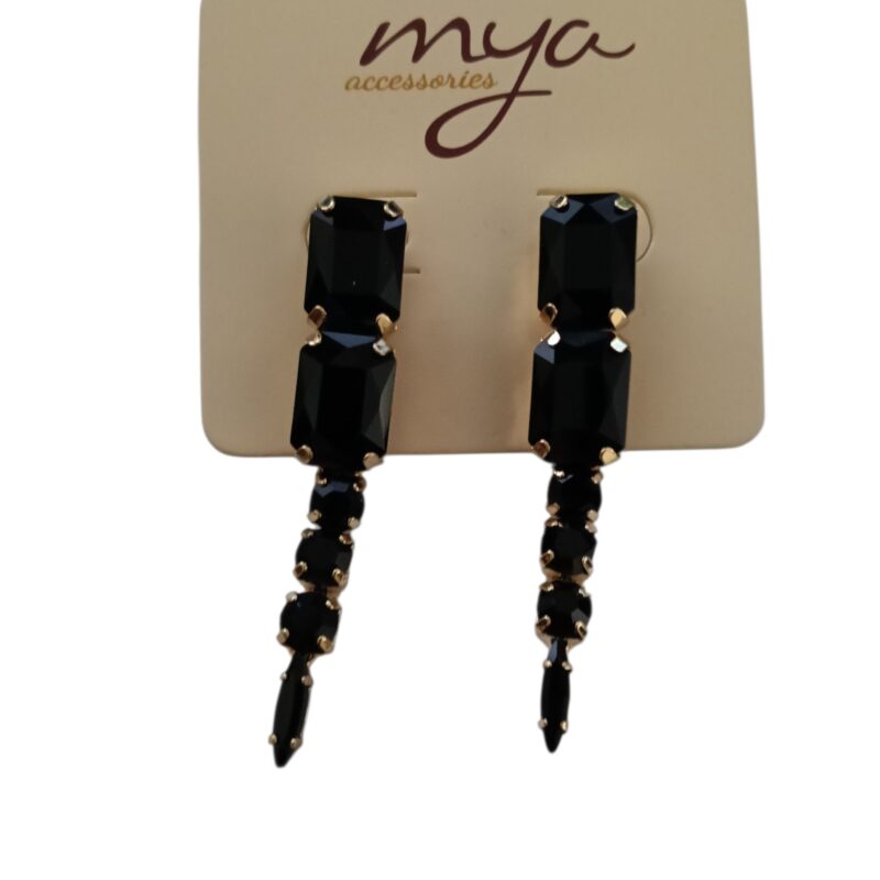 Mya Accessories Orecchini Pendenti con pietre in vetro colore Nero