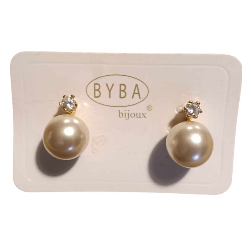 BYBA BIJOUX ORECCHINO CLIP CON PERLA E PUNTO LUCE IN MONTATURA DORATA